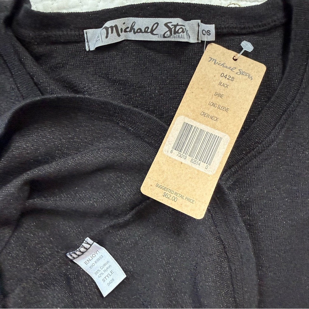 NEW Michael Stars Long Sleeve Crewneck Tee Black Size 0S
Style 0428 Shine - Picture 7 of 9